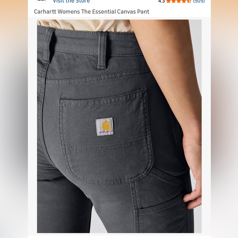 Carhartt Womens The Essential Canvas Pant Dark Gray - Picture 5 of 9